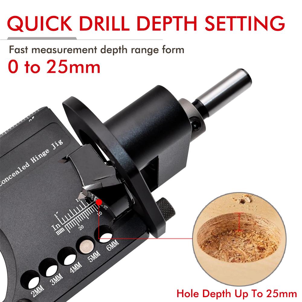 35mm Concealed Hinge Jig Kit Woodworking Hole Drilling Guide Locator Aluminum Alloy Cabinet Hinge Mounting Jig Puncher Template