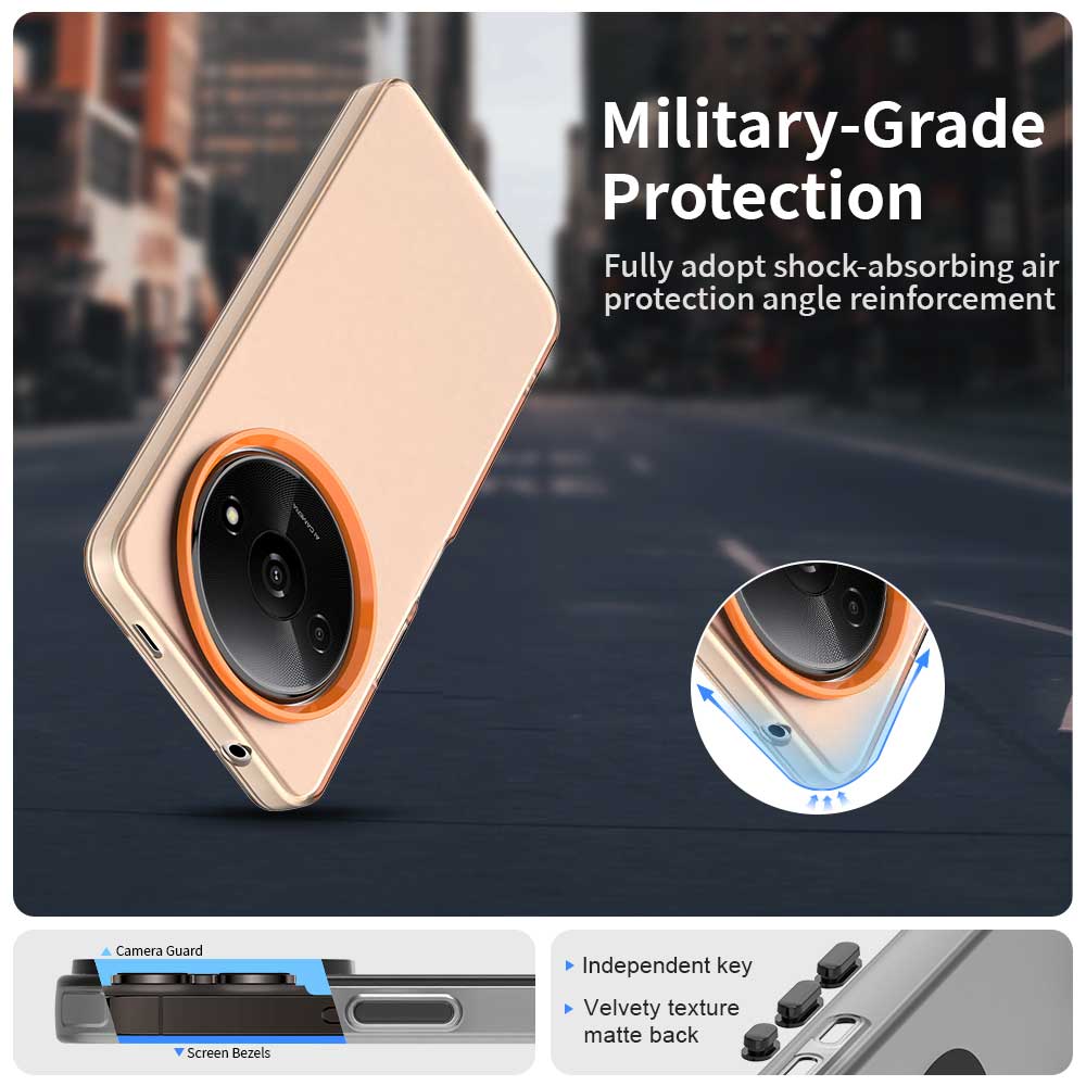

For Xiaomi Redmi A3 4G/A3x 4G/Poco C61 4G Case PC+TPU+PET Matte Anti-Drop Phone Back Cover Green