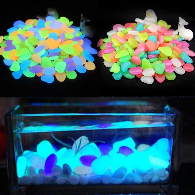 10/100pcs/lot Luminous Pebbles Rocks Garden Ornaments Stone Glow In The Dark Garden For Walkways Fish Tank Decorations