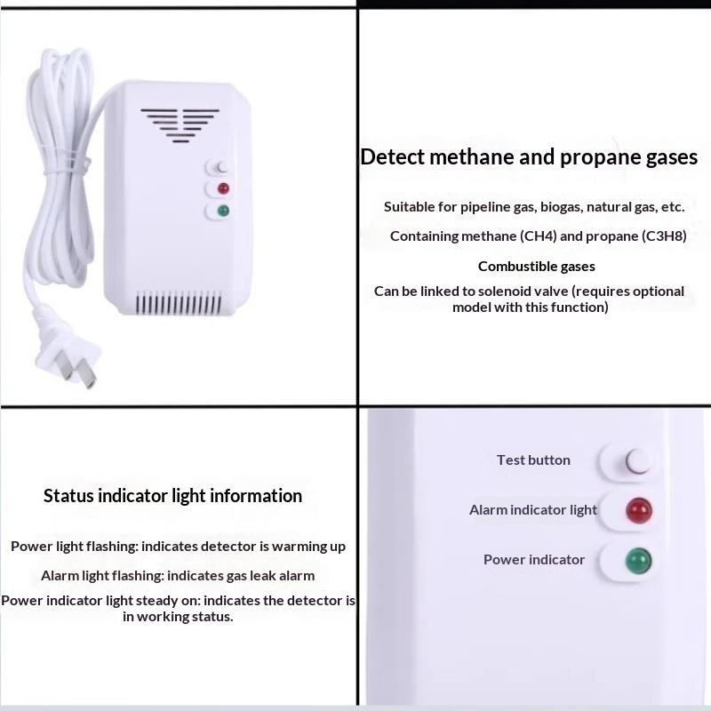 Propan Butan Sensor 12V Gassdetektor Sensor Alarm LPG Naturgass Bobil Bobil Båt LED Blinkende Alarm Lyd
