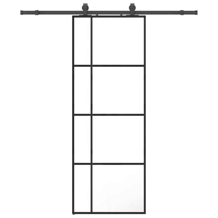 VidaXL Porte coulissante kit de quincaillerie noir 76x205 cm verre ESG, porte intérieure, porte de grange intérieure, porte 3375808