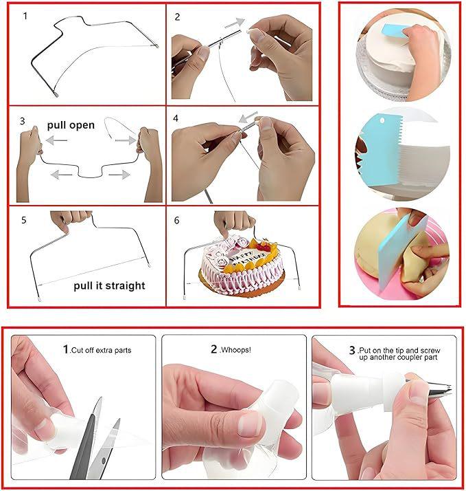 255-Piece Cookie and Cake Piping Set: Turntable, Baking Tools, Bags, and Scraper