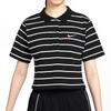Nike Sportswear Small Logo Embroidered Color Block Striped Comfortable Casual Short Sleeve Polo Shirt Women Polo Shirts Black HM4649-010
