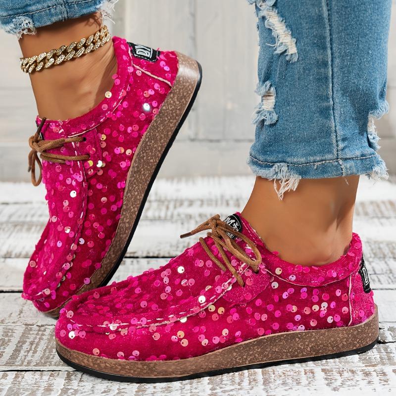 Casual Sneakers - Lightweight, Breathable Fabric Upper with Synthetic Faux Leather Sole, Stability Support, All-Season Comfort, Vibrant Pink