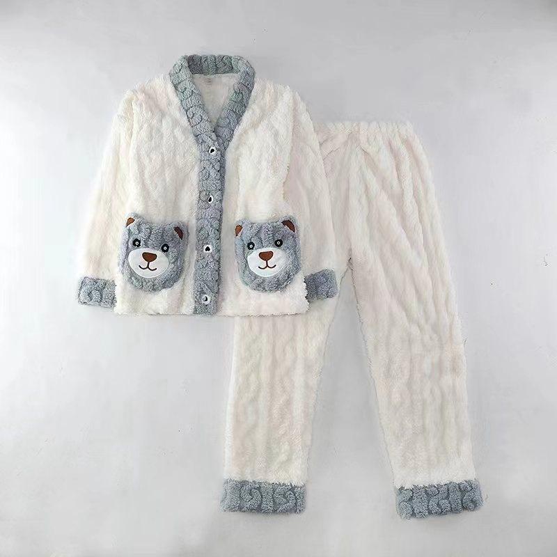 

Милый комплект из вомбата, домашняя одежда, осень-зима 2023, плотный коралловый бархат, милая теплая одежда, кардиган, пижамы XXL