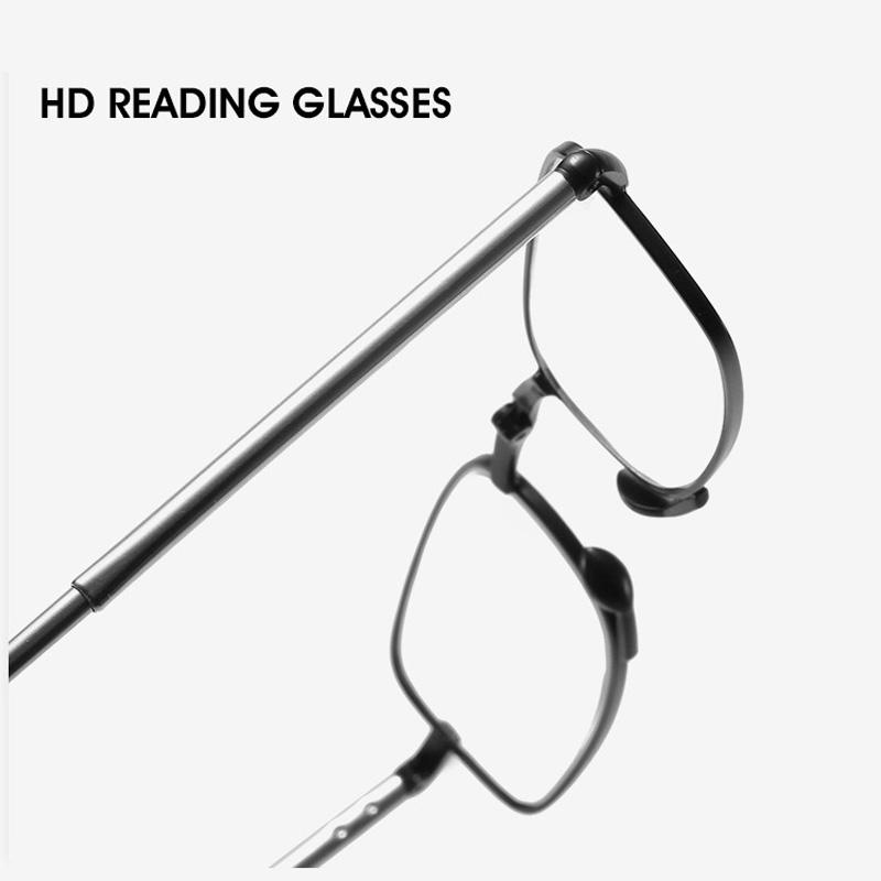 Fashionable Folding Reading Glasses for Ladies Small Frame Metal Glasses With Original Box Portable Black Men Farsighted Glasses +1 To +4