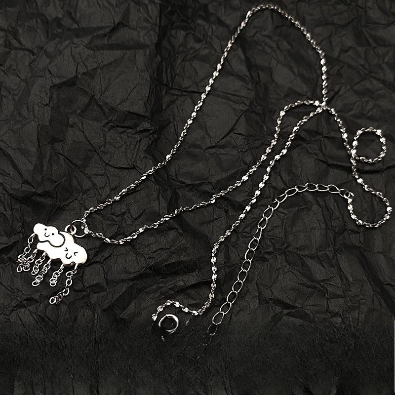 Simple Cartoon Cute Expression Cloud Tassel Necklace Raining Weather Elements Bone-breaking Chain