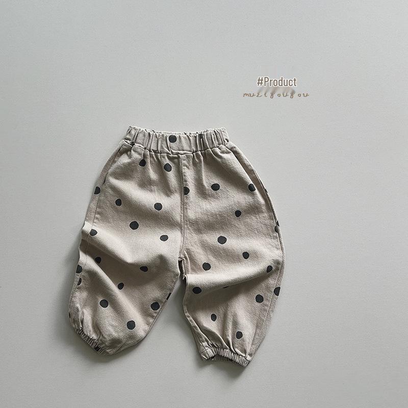 

Kids Polka Dot Korean-Style Drop-Crotch Pants – Spring/Autumn Casual Wide-Leg Design 100cm абрикосовый