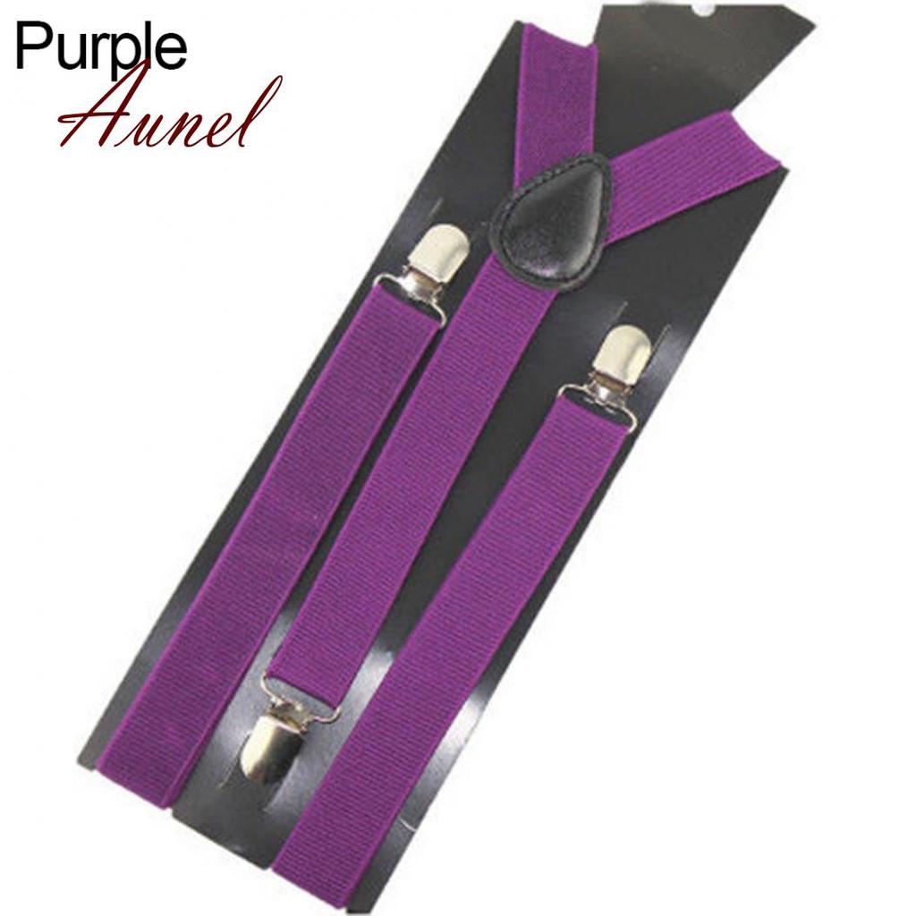 Men'S And Women'S Candy Color Clip Type Elastic Suspenders With Y-Shaped Adjustable Brackets Gifts