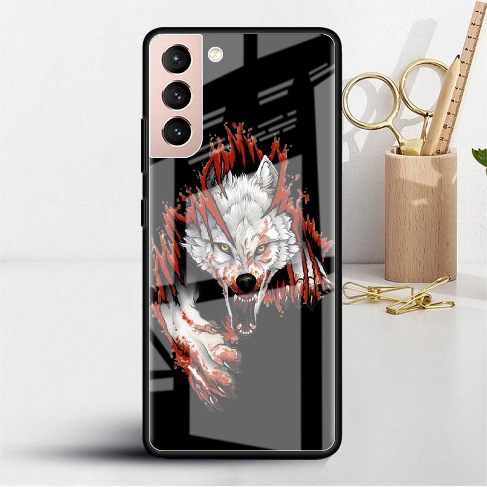 Husă de Sticlă cu Animal Tigru Pentru Samsung Galaxy S22 S20 FE S21 Plus Husă Telefon S10 5G S9 Note 20 Ultra 10 Lite Carcasă