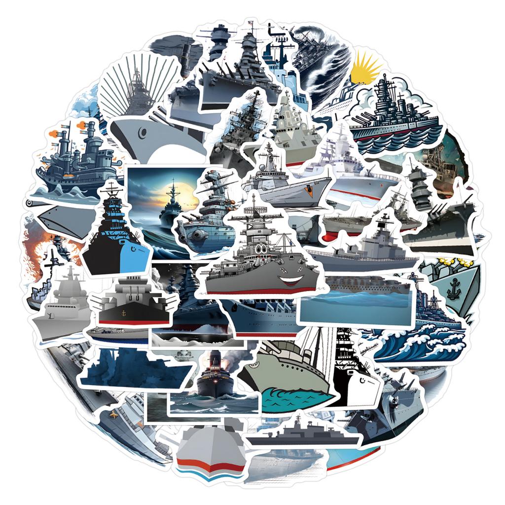 55 New Battleship Graffiti Stickers Decorate Suitcase Mobile Phone Stickers