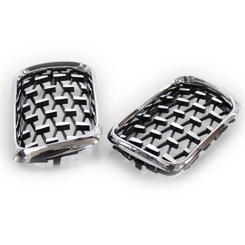Do BMW E36 Seria 3 1997-1999 Grill Samochodowy Styl Diamentowy Przednia Nerka ABS Przednia Pokrywa Grill Srebrny 51138195152 51138195151 Części