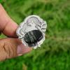 925 Sterling Silver Natural Silver Leaf Jasper Promise Mother Boho Ring Jewelry