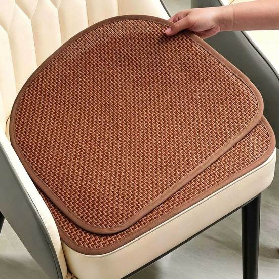 Handwoven Rattan Seat Cushion, Summer Breathable Square Chair Mat, Anti-slip Cooling Sitting Pad for Dining & Office Chairs