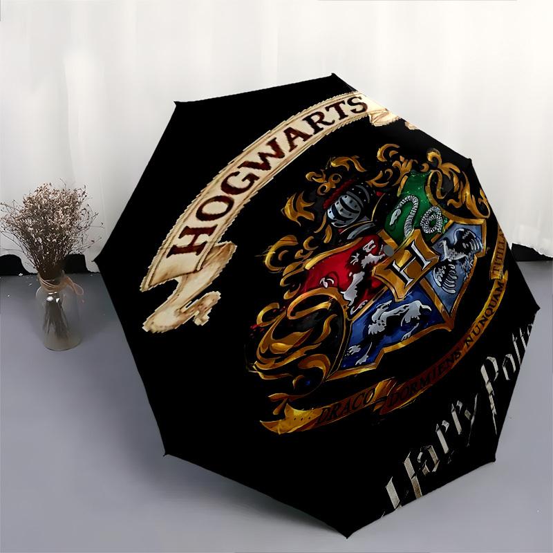 1pc Hogwarts Harry Potter Automatic Folding Umbrella - Compact 8-Rib Design, Durable Plastic & Iron1482L