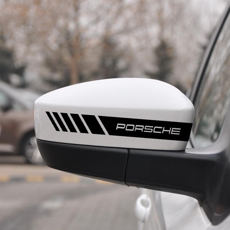2Pcs Car Stripe Stickers Rearview Mirror Reflective Vinyl Decals Decoration For Porsche Cayenne Panamera Macan Boxster 911 Carrera-GT 944 918 917
