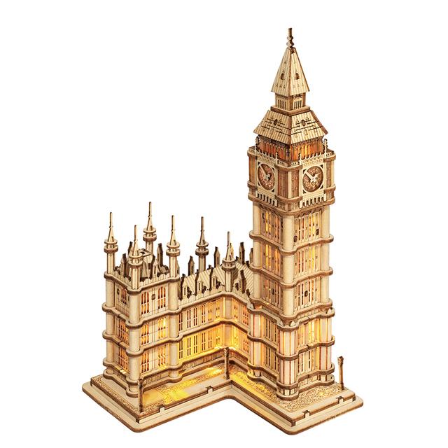 Robotime 3D Puzzle Wooden Kits DIY Tower Bridge Big Ben Set Eiffel Tower Model Kit Home Decor Birthday Gifts