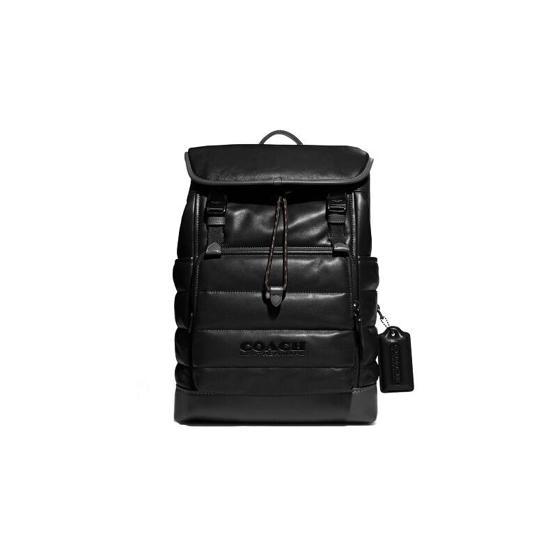 

COACH League Smooth Leather Quilted Drawstring Flap Leather Backpack Backpack Large Men s Black чорний