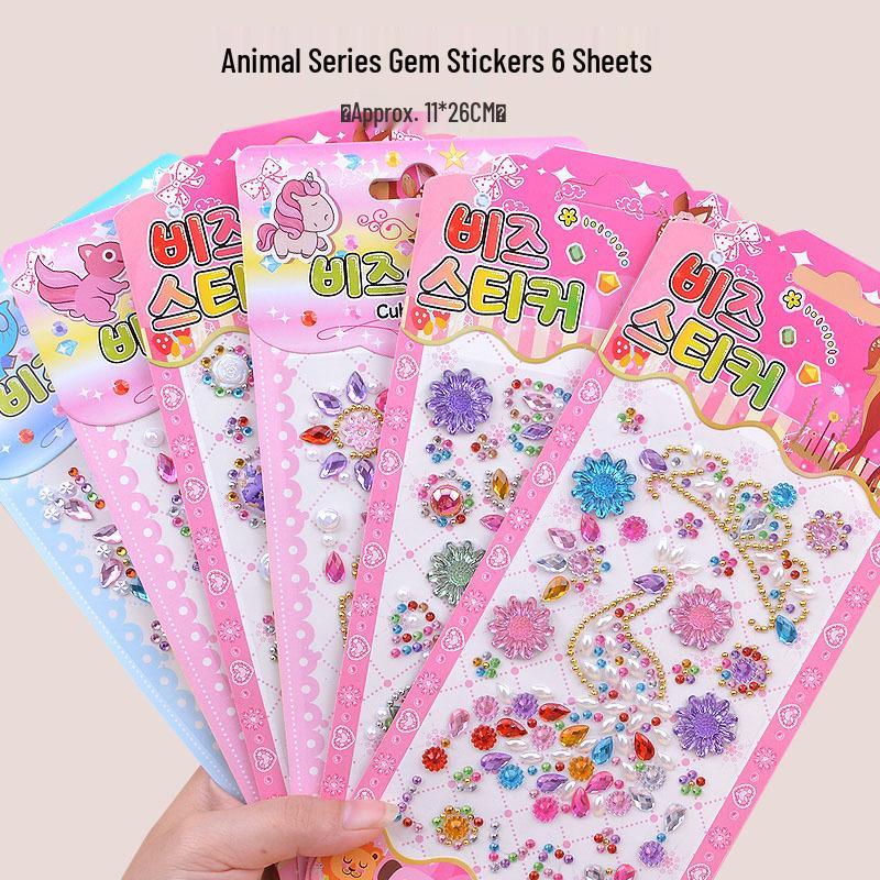 DIY Crystal Gem Stickers for Kids' Jewelry Boxes (Ages 3-6) - Self-Adhesive PVC Decorations