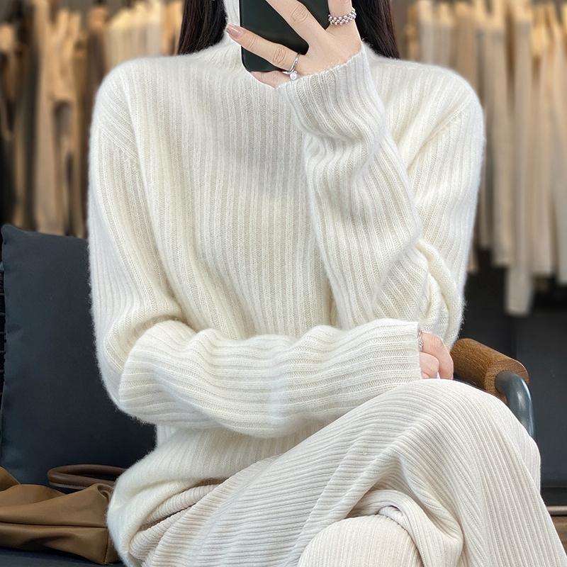 Women's Cashmere Sweater Qinghe Cashmere 30% Cashmere 70% Wool Women's Autumn and Winter Cashmere Pullover Soft and Warm