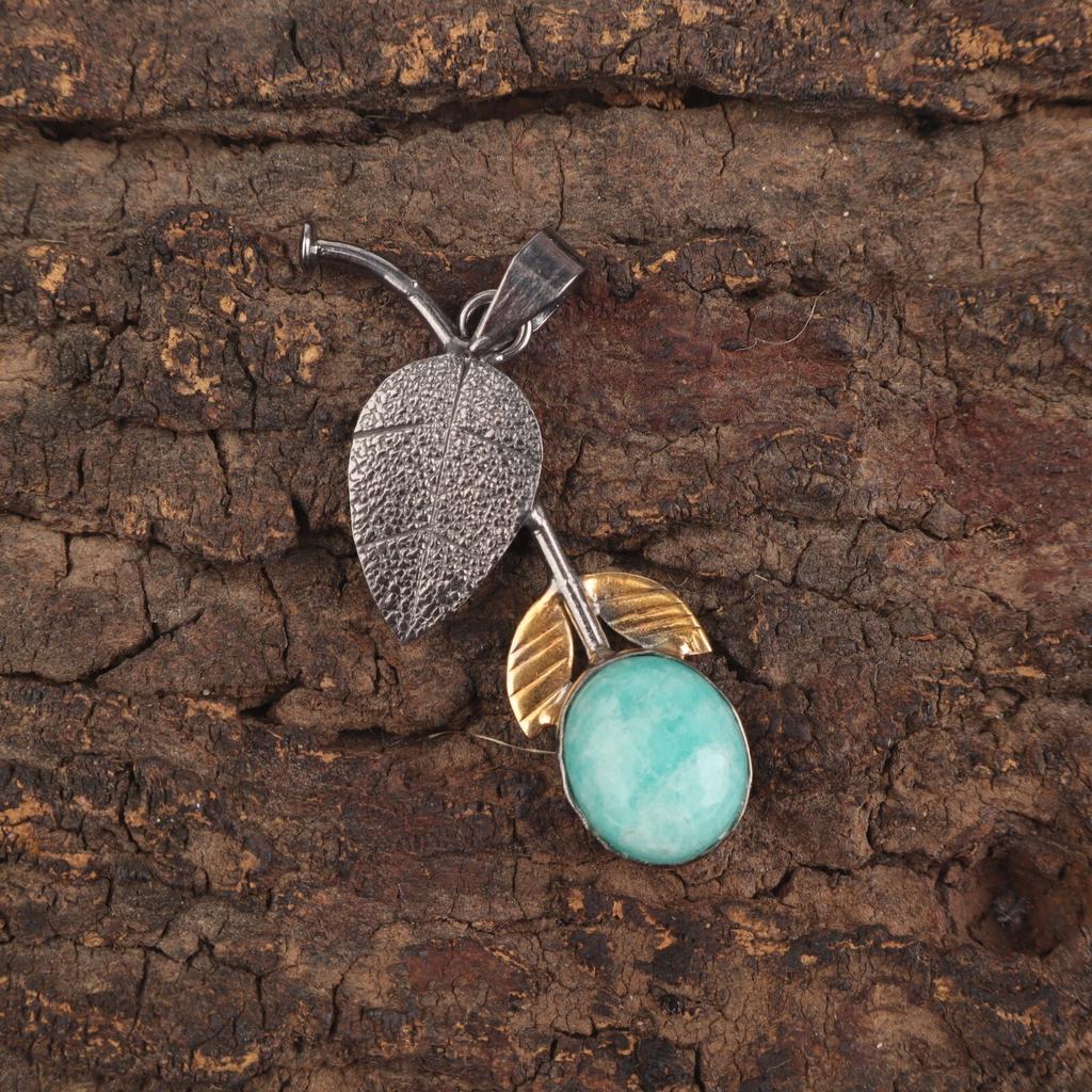 Sisters Day Sale Natural Amazonite 925 Sterling Silver Wedding Pendant Jewelry PP-55-41