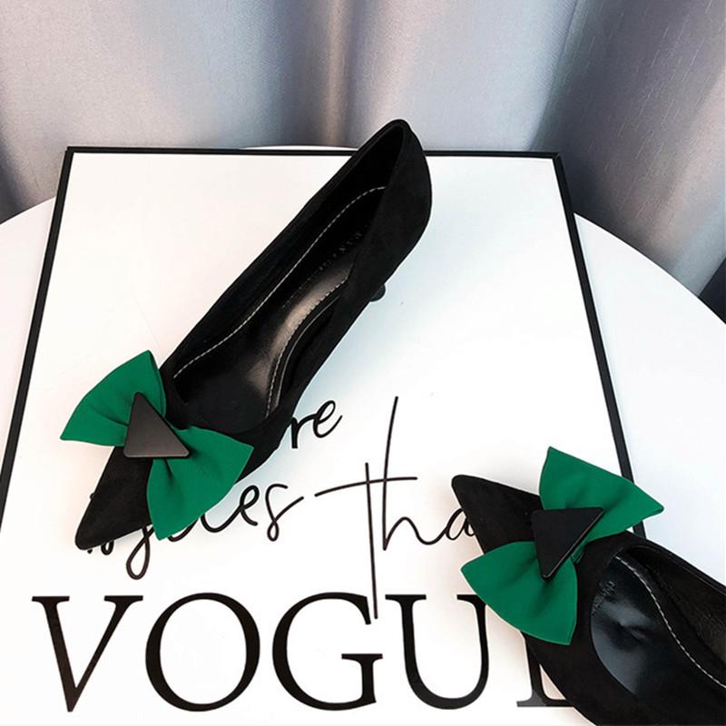 Fashion Elegant Butterfly Knot Design Women Pumps Pointed Toe Thin High Heels High Quality Cow Suede Upper Women Loafers Office Shoes