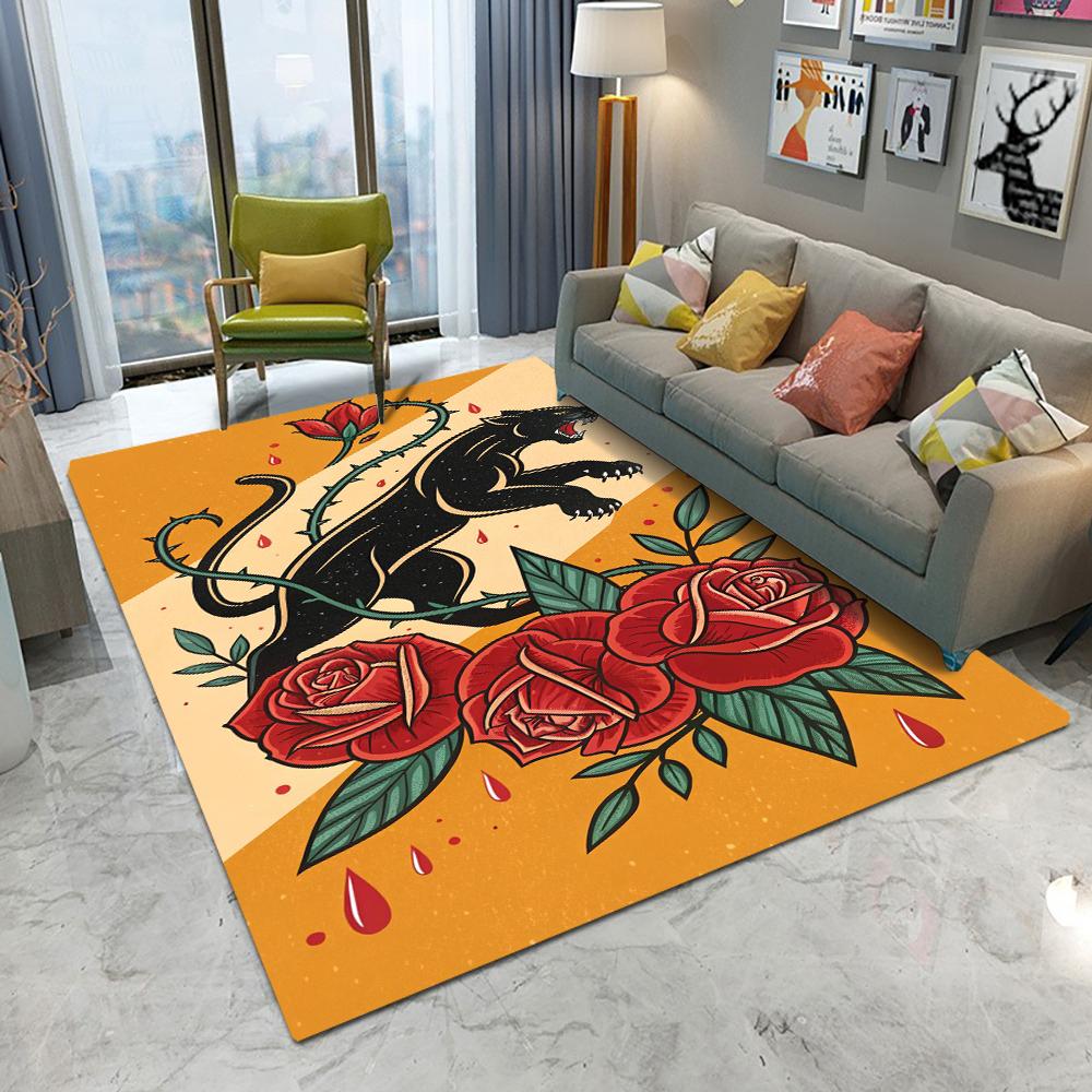 

Retro Europe Style Leopard Tiger Flowers Carpet Living Room Sofa Bedroom Study Kitchen Entrance Door Mat Non-slip Decor Rug 50x80cm