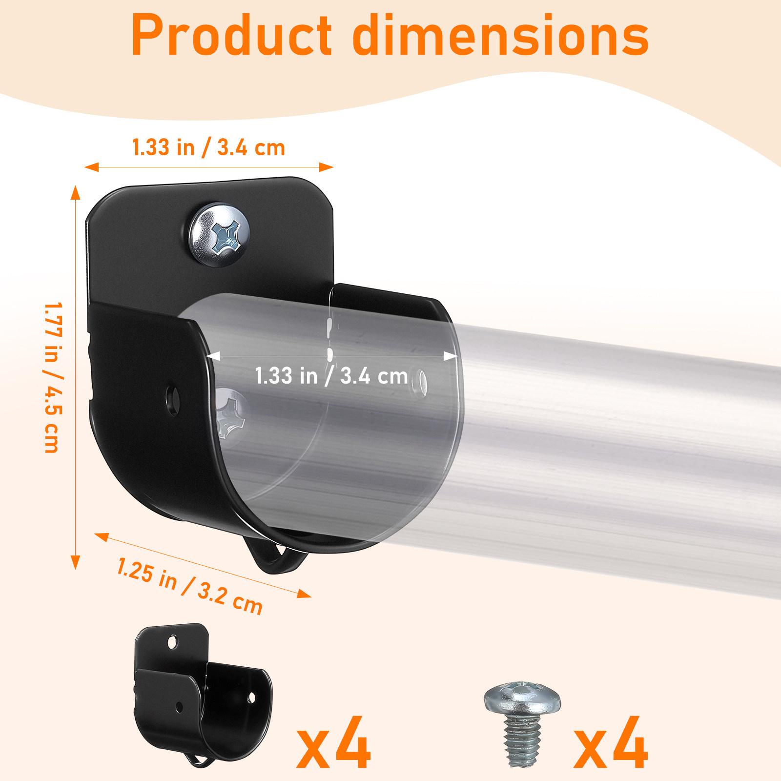 

4Pcs Heavy Duty Iron Closet Rod Flange Socket Wardrobe Rod Holder Bathroom Storage Bracket Easy Installation Space Saving Smooth other чорний