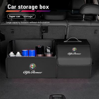Car Trunk Leather Storage Box Foldable Auto Organizer Bag For Giulietta Mito 159 Giulia Stelvio 156 147 Tonale Brera