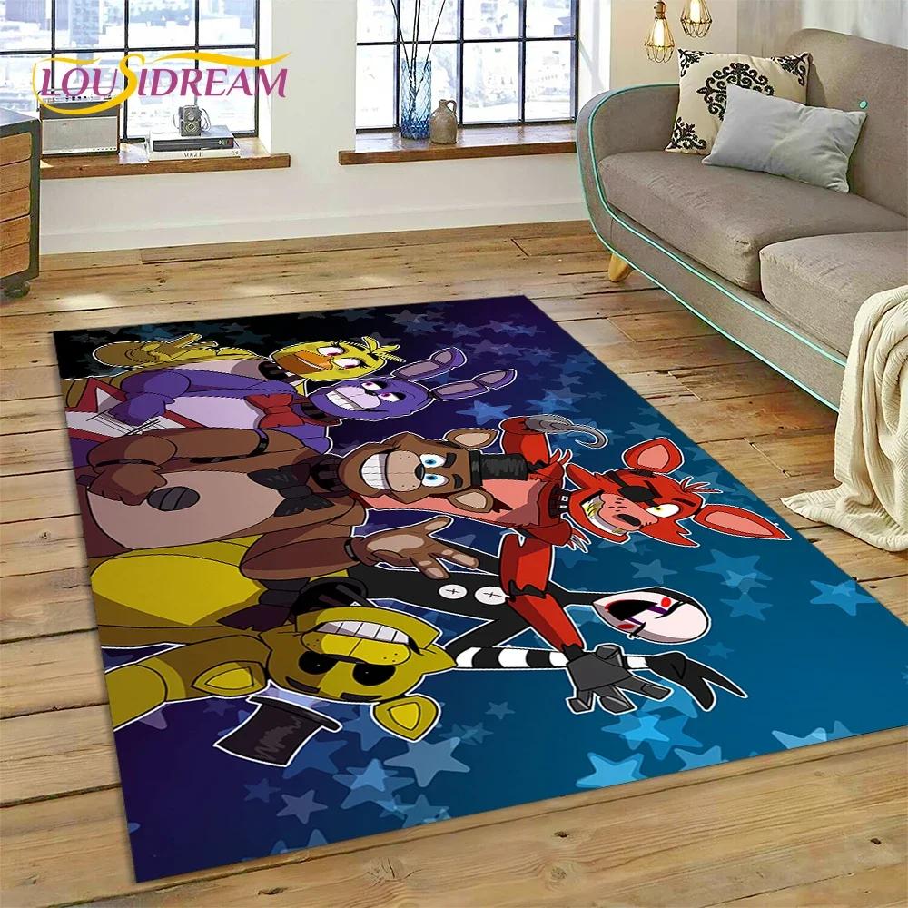 3D Hororová hra FNAF-F Freddy Koberec pro Obývací pokoj Ložnici Domácí Dekorace na Pohovku, Koberec do Dětského Herního Koutku Protiskluzová Podložka Dárek