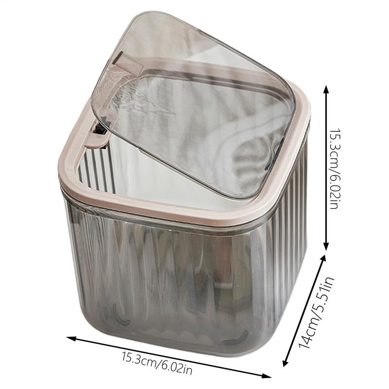 Desk Garbage Can Dustproof Skin Care Display Cases Clear Container Space-Saving Box For Kitchen Dorm Bathroom Bedroom Makeup