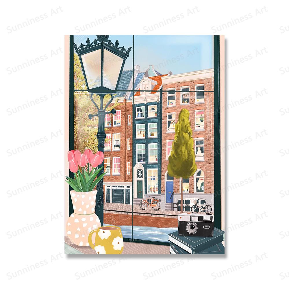 Nordic Coffee Gift Wall Pictures Art Prints Kitchen And Dinning Canvas Painting Cafe Shop Posters Window Landscape Wall Decor