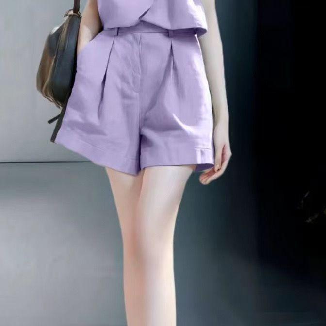 

2026 Summer s Trendy Slimming Suit Set: Fashionable, Elegant Top & Shorts M (90-105 cm)