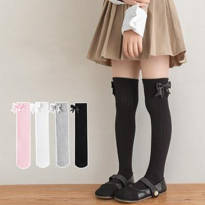 1 Paar weiche Kniestrümpfe für Kinder, Mädchen, süße koreanische Mode, Schleife, Leggings, Strumpf, Baumwolle, Frühling, Herbst, Kinder, Schulsocken