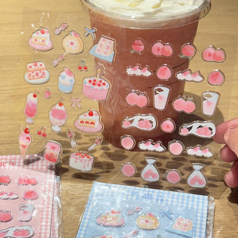 Cai Xuan 3D Cute Girl Peach Dessert Stickers for DIY Journals