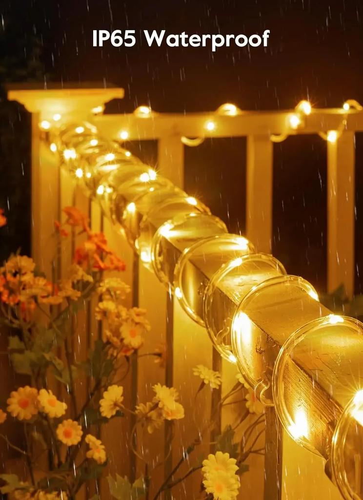 300Led Christmas Outdoor Solar Tube Rope Led Light Garden Decoration Xmas Wedding Garland Waterproof String Lights Fairy Strip