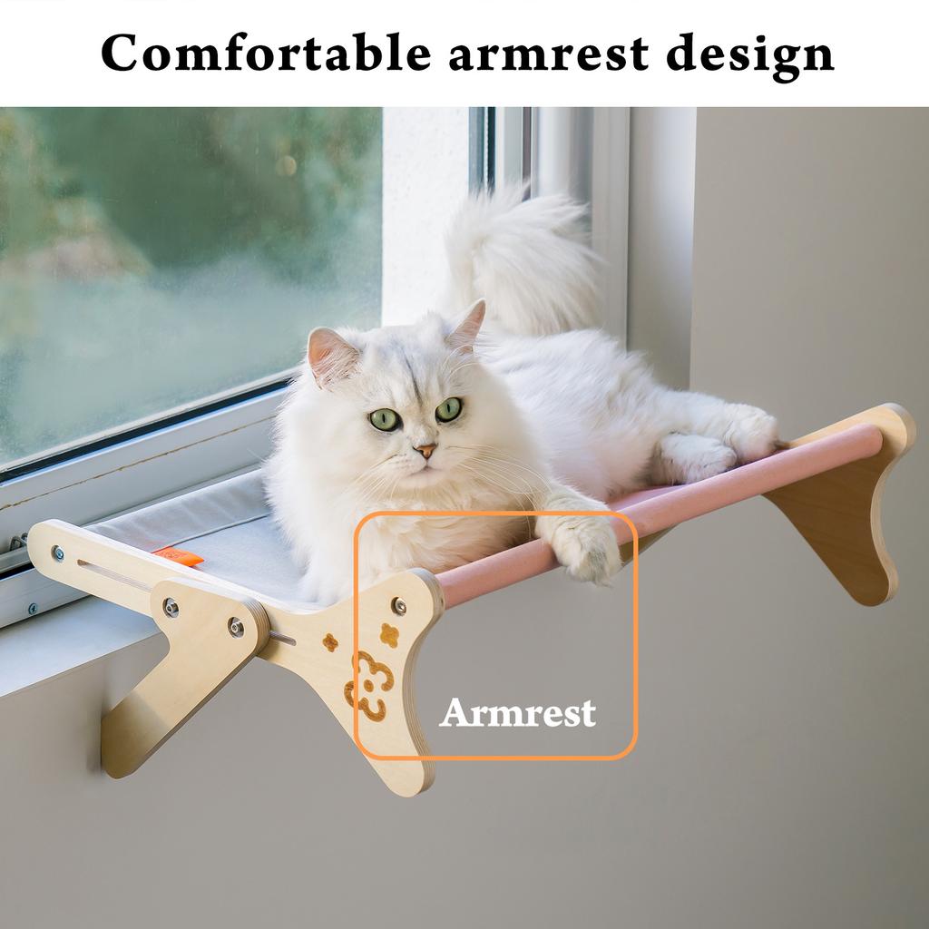 Breathable Cat Bed with Wooden Frame Space-Saving Durable Window Sill Hammock Warm and Comfortable Pet Products Supplies