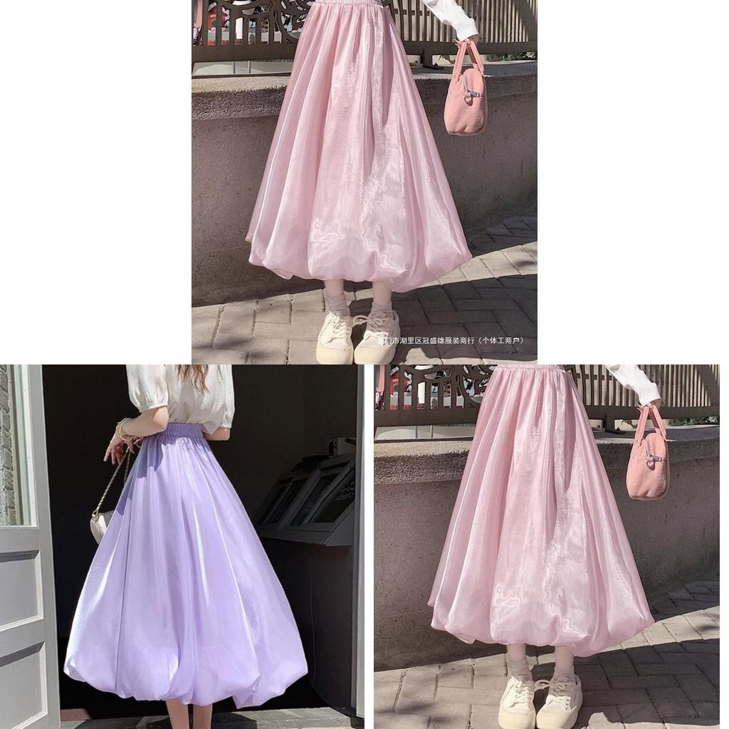 Sparkle Satin Midi Skirt With High Waist For Women Spring Summer Fashion