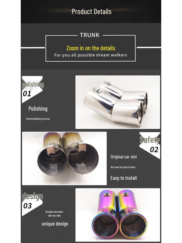 Bora Golf 4 Colorful Stainless Steel Dual Outlet Exhaust Muffler Tailpipe