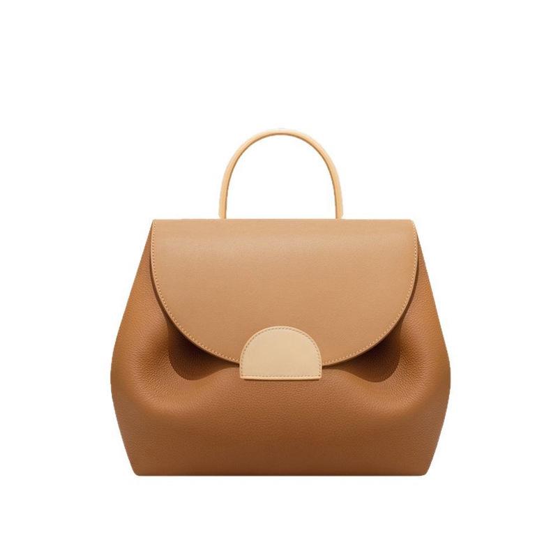 Polene Frankreich Nischen-Design Ein-Schulter-Leder-Crossbody-Tasche mit Litschi-Muster & Smiley-Gesicht