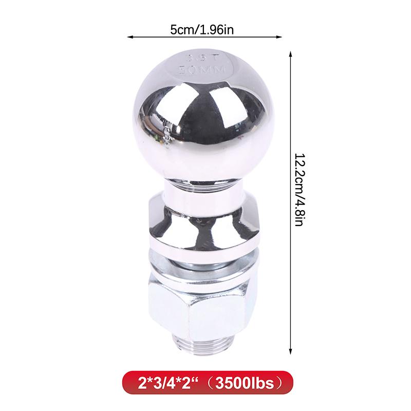 

50MM Chrome Hitch Mount Tow Ball Shank Dia Capacity Coupling Trailer Parts RV Camper Caravan Parts Bola De Remolque Con Rosca