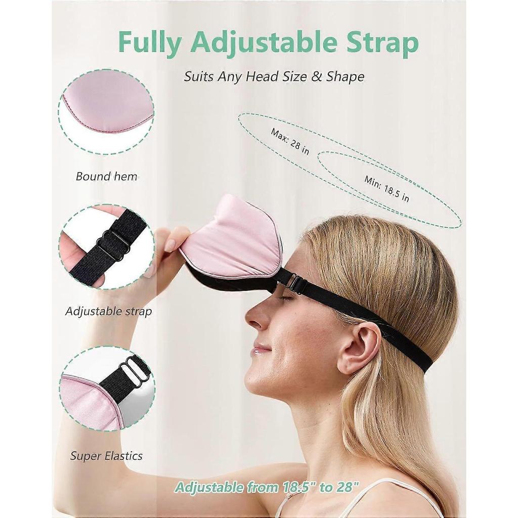 100% Real Mulberry Silk 2 Pack Sleep Mask, Natural Pure Silk Eye Masks with Adjustable Strap for Sleeping, 100% Block Light Eye Sleep Shade Cover, Re