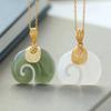 Ciondolo Elefante in Pietra Naturale Boutique Giada Hetian Placcato Oro 18K Collana a Catena Girocollo Gioielli per Donne Anniversario di Compleanno