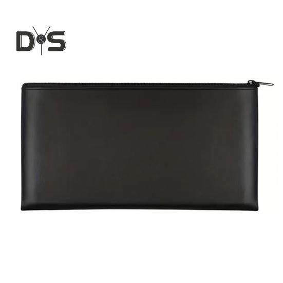 

Пенал из искусственной кожи, застегивающийся на молнию, чехол для денег, ручка, наличные, безопасная банковская сумка для монет, купюр, чеков, счетов, косметики, инструментов чёрный