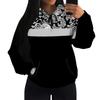 European & American Black Personality Pattern Hoodie with Patch Pockets H10553