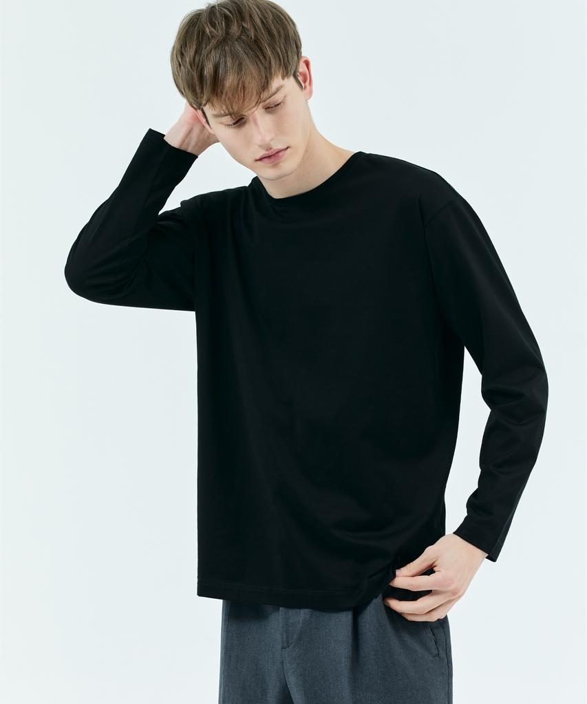 YJACK M_Signature Loose & Relaxed Fit Long Sleeve T-Shirt (180Gsm) Kmjt002L (B Type)