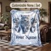 Lion Tiger Leopard Theme Throw Blanket Custom Name Text Personalized Blanket Soft Cozy Blanket for Home Sofa Bed