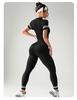 Cross-Color Yoga Jumpsuit: Short Sleeve, Zipper, Nine-Point Design for Women