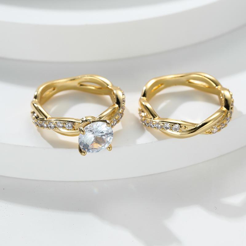 Ou Ni Luxury Rhinestone Twisted Diamond Ring: Elegant European-American Style, Thin Band Size 6