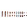 Cartoon Cat & Puppy Gradient Plaid Square False Nail Tips – 24 Detachable Pieces
